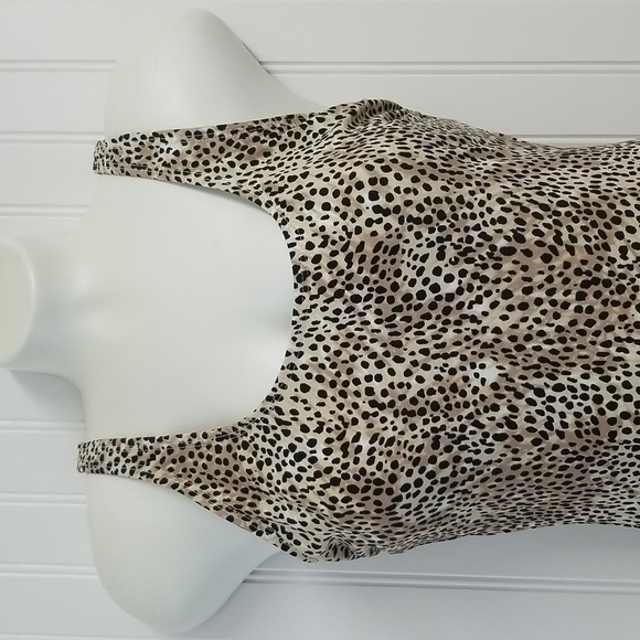 GHANDA Leopard Print One Piece Swimsuit Womens 8 - Picture 2 of 8